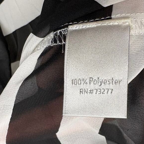 Lauren Conrad Sheer White Blouse, Black Stripes, Lace Collar, Button Up, Size M - Picture 5 of 5